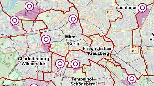 Screenshot aus dem Wirtschaftsatlas mit den Zukunftsorten in 2D