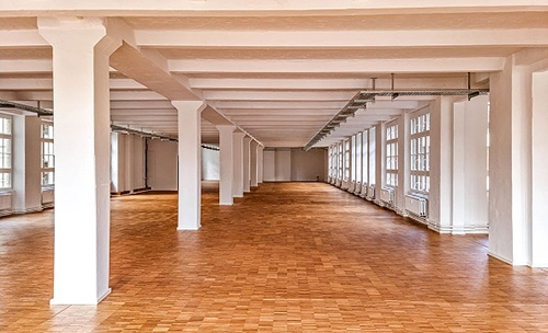 Interior view of a large commercial space