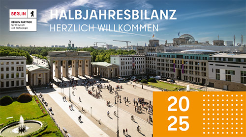 Berlin Partner Halbjahresbilanz 2025 - Blick vom Hotel Adlon auf den Pariser Platz und das Brandenburger Tor