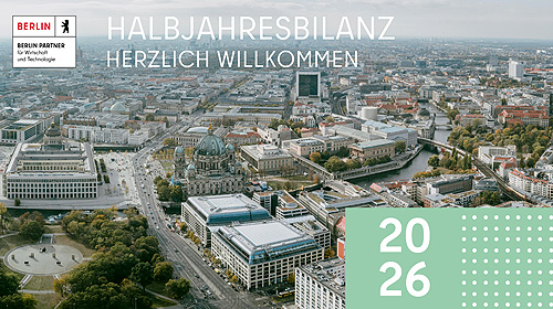Berlin Partner Halbjahresbilanz 2026 - Blick vom Berliner Fernsehturm auf die Straße Unter den Linden