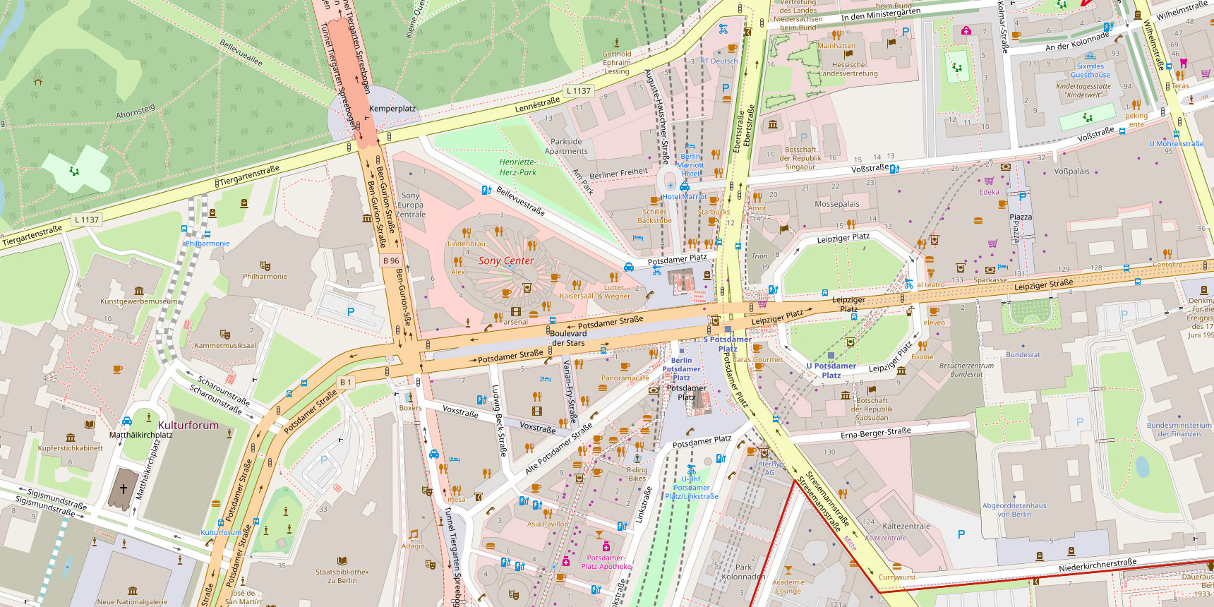 2D view of the Potsdamer Platz in the Berlin Economic Atlas