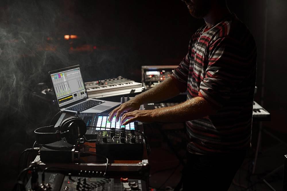 DJ using "Push" by Ableton