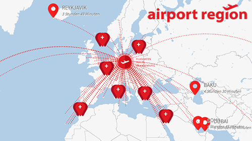 Vorschaubild Weltkarte mit Flugzielen des BER