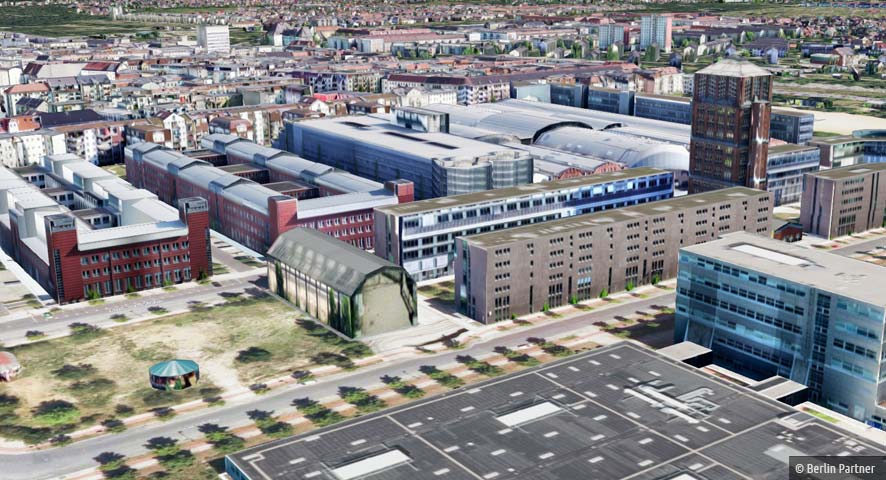 Technologiezentrum Am Borsigturm Technologiezentrum Am Borsigturm in 3D - Screenshot aus dem Wirtschaftsatlas Berlin